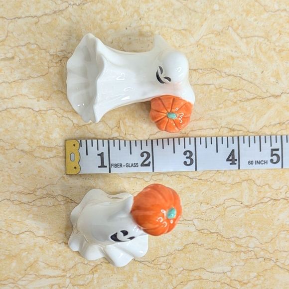 Vintage Fitz & Floyd Halloween Ceramic Tumbling Friendly Ghosts Pumpkin Figurine - Picture 6 of 9